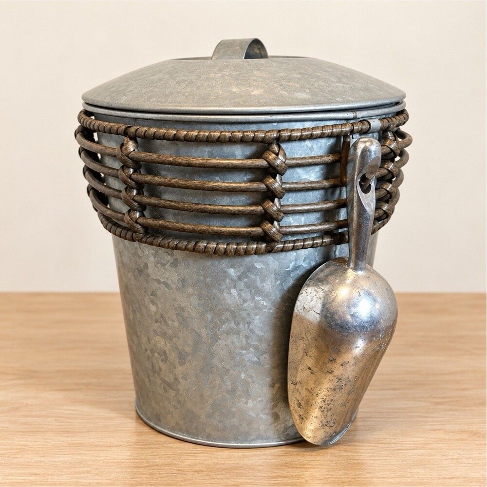 Better Homes & Gardens Galvanized Metal Ice Bucket w/ Lid & Plastic Liner